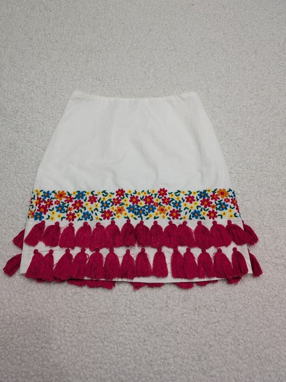 Tularosa Embroidered Tassel Boho Mini Skirt XS